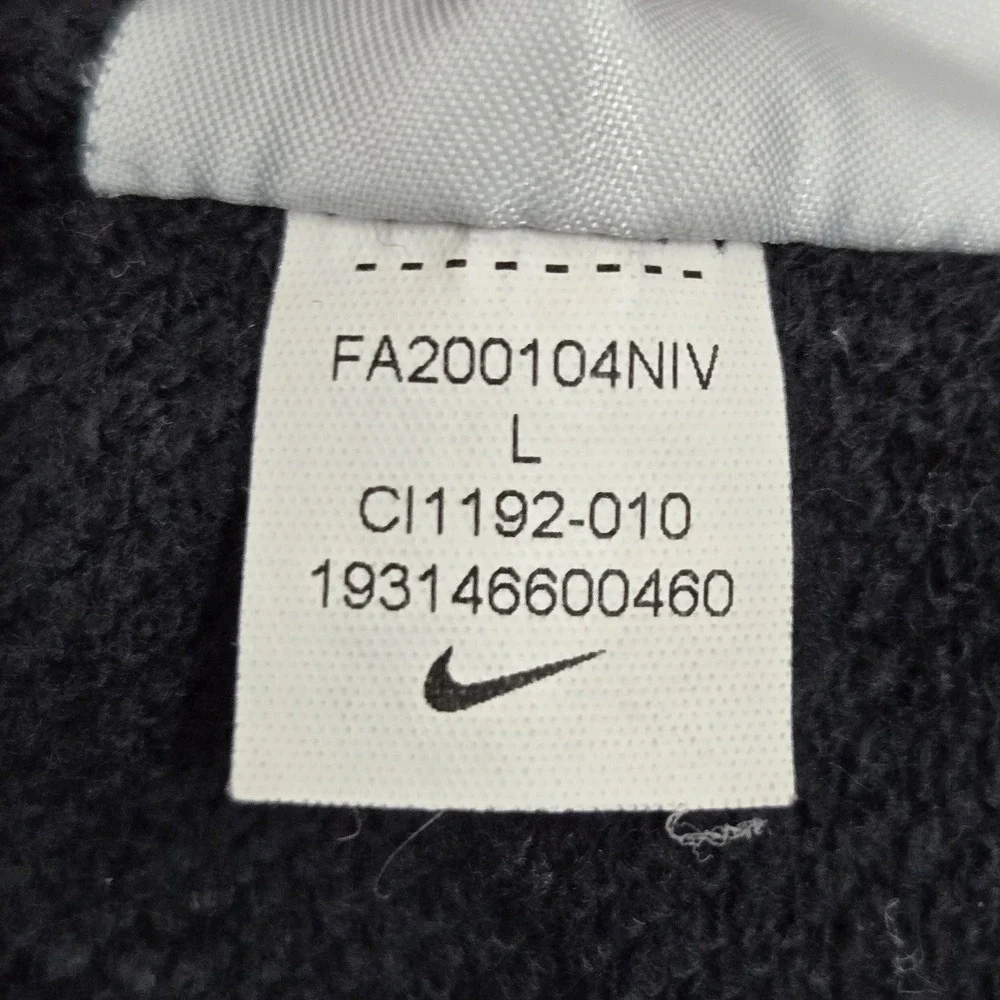 Nike Men Hoodie L Black Fleece Swoosh CI1192-010 Pullover Logo READ